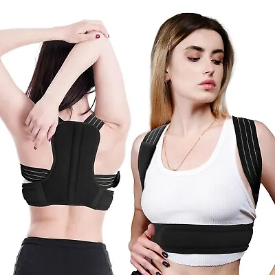 Posture Corrector  For Men  Women Back Brace Support Adjustable And Upper Belt • £18.99