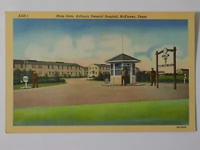 McKinney Texas TX ~ Ashburn General Hospital Main Gate 1940s • $5.25