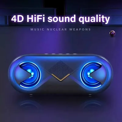 4D HIFI Portable Wireless Bluetooth Speaker Stereo Bass Loud AUX FM Waterproof • £16.68