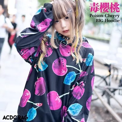 ACDC Rag Poison-Cherry BIG Hoodie Pullover Harajuku Kawaii Punk Goth Neon • £29.95