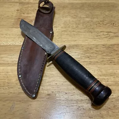 Vintage Marbles Gladstone Fixed Blade Knife W Marbles Sheath Bakelite • $35.10