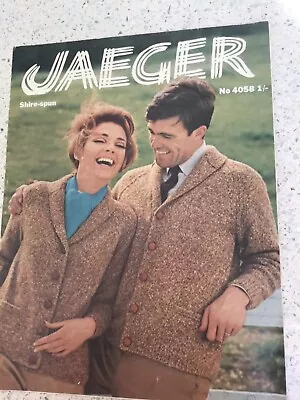 VINTAGE 1960’s JAEGER 4058 UNISEX HIS AND HERS JACKET KNITTING PATTERN  #74 • £1.50