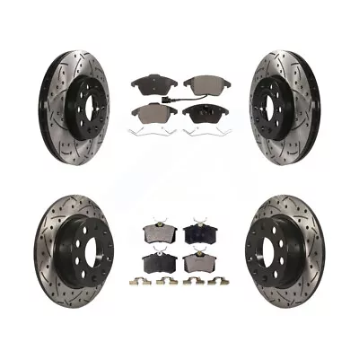 KDT Front Rear Drilled Slotted Brake Rotor Pad Kit For Volkswagen Beetle Jetta • $178.25