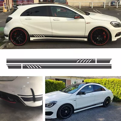 2x Car-Styling Side Vinyl Decal Stripes Skirt Graphics Decal Sticker Gloss Black • $17.31