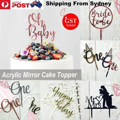 $4.75 • Buy Acrylic Mirror Cake Topper Party Event Bride To Be Unicorn One Oh Baby Birthday