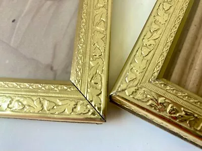 VTG 2 Metal Picture Frames 5x7 Gold Tone Embossed Matching Pair Under Glass • $19.99