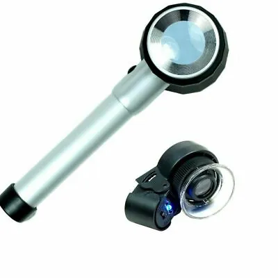 High Quality 10X Optical Glass Lighted Magnifier 45X Jewelers Loupe With LED UV • $14.50