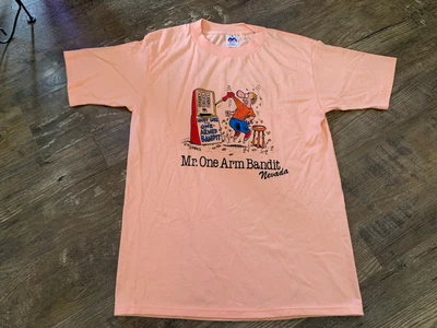 $29.29 • Buy Vintage Parody Adult T-shirt Large Orange “One Arm Bandit” Graphic Miller