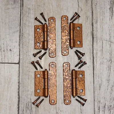 $14.99 • Buy 4PC Vintage Mckinney Forged Iron Half Surface H-Hinges Cabinet Hardware -Copper