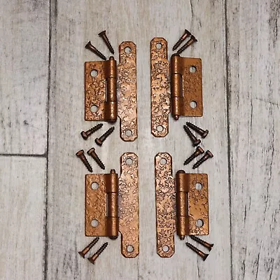 4PC Vintage Mckinney Forged Iron Half Surface H-Hinges Cabinet Hardware -Copper • $14