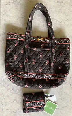 VTG Vera Bradley Houndstooth Brown Tote And Wallet  Made In USA • $26