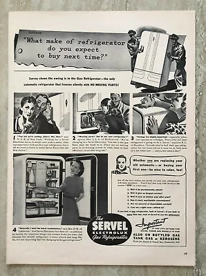 1940 The Servel Electrolux Gas Refrigerator Kerosene Vintage Print Ad • $9.99