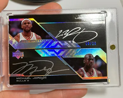 LEBRON JAMES  MICHAEL JORDAN  2007 UD Black Dual AUTO AMAZING CARD! 6/25 • $595000