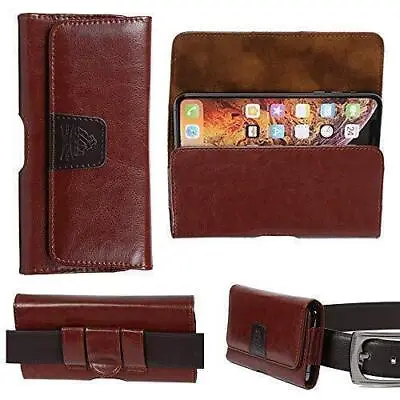 Luxury Leather Holster For IPhone 15 14 13 Belt Pouch Twin Loop Protective Cover • £7.99