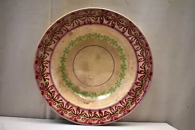 £207.41 • Buy Antique Spongeware Spatterware Pottery Soup Plate Dish Profusely Decorated Pink 