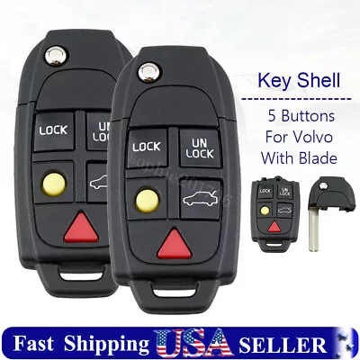 2 Replacement For Volvo XC70 XC90 S60 S80 V70 Car Remote Flip Key Fob Shell Case • $13.79