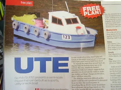 Original Model Boat Plan 2013 Ute Semi Scale Sports / Workboat Scale 1:24 • $12.62