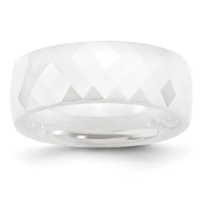 Ceramic White Faceted 8mm Polished Band • $39.52