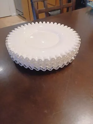 Fenton Vintage 3 Piece Ruffle Milk Glass Plates  • $20