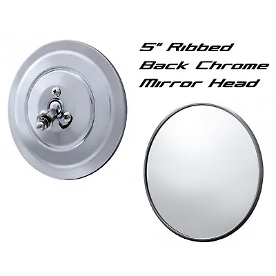 5  Chrome Ribbed Exterior Door Round Rear View Mirror Head 1947-1972 Chevy Truck • $10.82