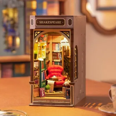 Rolife Wonderland Bookstore DIY Book Nook Shelf Insert 3D Wooden Puzzle Kid Gift • $44.99