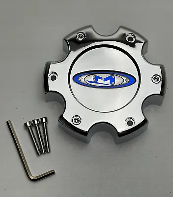 Moto Metal MO951 Chrome/Blue Logo Wheel Center Cap W/Screws 845L145C0 • $25