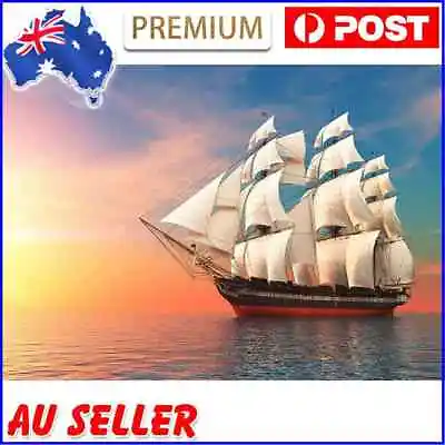$10.64 • Buy Full Round Drill Rhinestone Picture DIY Sailing Ship 5D Art Diamond Painting Kit