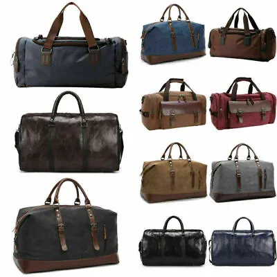 Mens Vintage Leather Duffle Weekend Overnight Bag Ravel Large Luggage Handbags◢ • £21.79