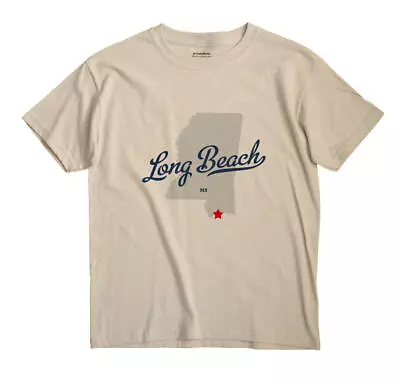 Long Beach Mississippi MS T-Shirt MAP • $18.99