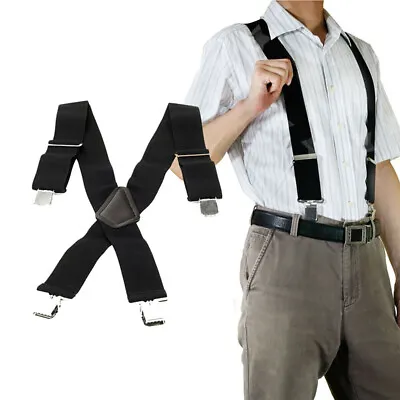 £7.41 • Buy 50mm Heavy Duty Work Trouser Braces Highly Elasticated Unisex Suspenders Black