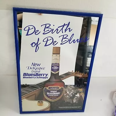 BluesBerry Schnapps Mirror Sign DeKuyper Blueberry Advertising Bar Vtg • $74.99