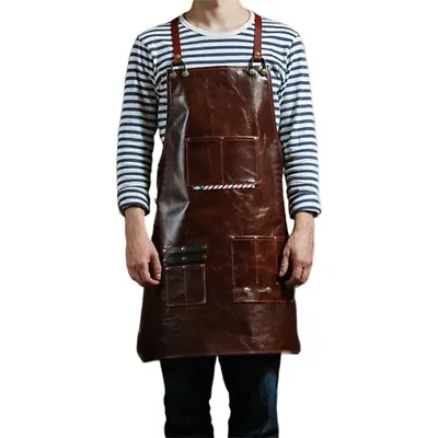 Professional Brown Leather Apron BBQ Butcher Apron Blacksmith Apron Workwear • $69.85
