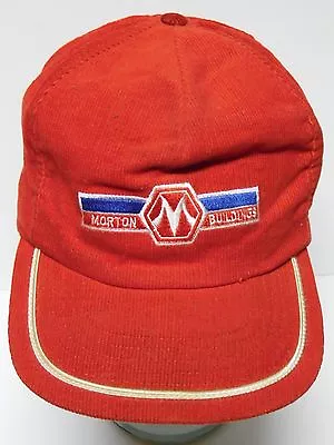 Vtg 1980s MORTON BUILDINGS BARNS Construction Corduroy Advertising Snapback Hat • $22.77