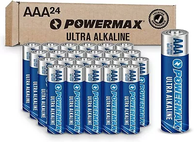 AAA Alkaline Batteries 24 Pack Powermax Battery 10 Year Shelf Life Long Lasting • $8.89