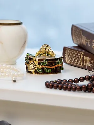 Keren Kopal  Turtles On Tree Trunk Trinket Box Decorated With Austrian Crystals • $78