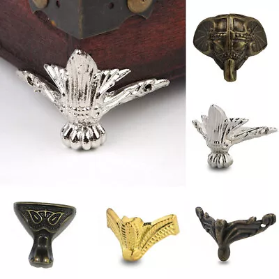 4pcs Antique Brass Jewelry Chest Wood Case Box Feet Leg Corner Protector Decor • $3.62