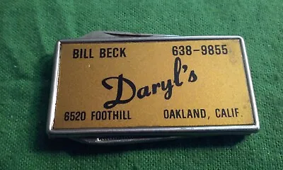 Oakland Bill Beck Daryl's Vintage Advertising Pocket Clip Knife & File Stainless • $10