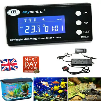 Reptile Digital Day & Night Dimming Thermostat +Timer Aquarium Heat Tools UK • £24.99