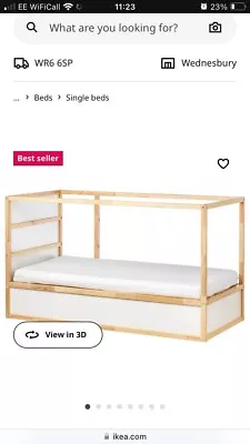 Ikea Kura Bed Frame - White / Pine - 90 X 200 - Bunk Bed Or Reversible Low Bed • £90