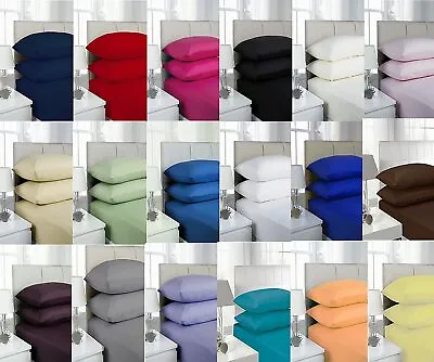 £3.99 • Buy Full Fitted Sheet Bed Sheets 100% Poly Cotton Single Double King Super King Size