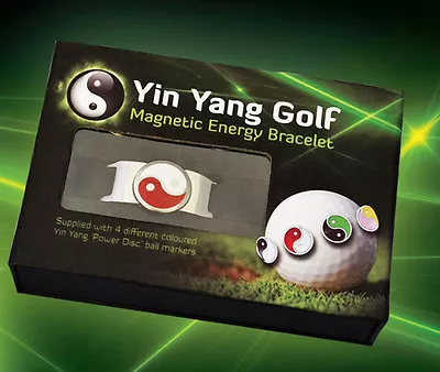 £30 • Buy Yin Yang Golf Magnetic Energy Bracelet Gift Box Set 4 Power Discs Ball Markers 