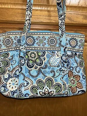 Very Bradley Bali Blue 2 Handled  Tote Retired Purse Handbag • $18.95