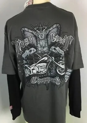 $44.99 • Buy Jesse James West Coast Choppers Men's Charcoal / Black Long Sleeves T-Shirt New