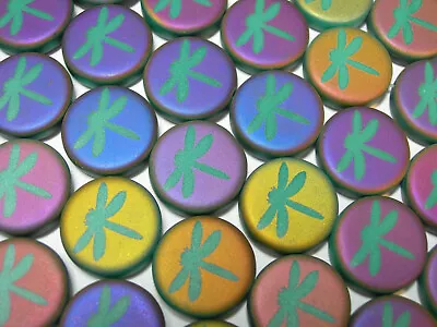 8 14mm Czech Glass Matte Iris Dragonfly Coin Beads • $7