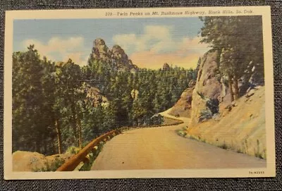 Antique Postcard Twin Peaks On Mt. Rushmore Highway Blackhills So. Dak. • £4.82