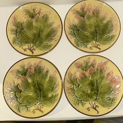 Vintage Four Of Majolica Pottery Plates Maple Leaf Design Germany 7.5  • $39.99