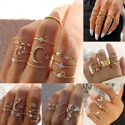 Boho Retro Above Knuckle Rings Midi Finger Rings Set Butterfly Jewellery Gifts • £2.89