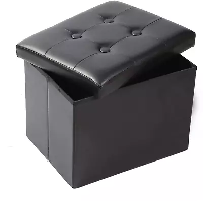 Storage Ottoman Footrest Stool Small Ottoman Foldable Leather Foot Rest Bench • $32.27