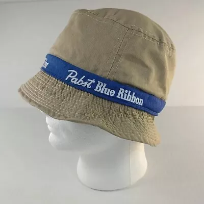 Vintage Pabst Blue Ribbon PBR Tan Bucket Hat United Hatters Union Made In USA! • $27