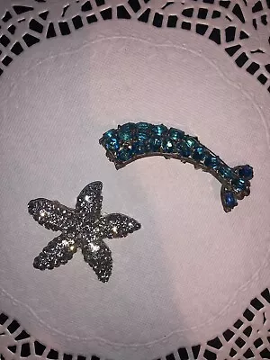 Handmade Hair Clip Barrette Lot Of 2 Starfish Beach Mermaid Tail Coastal Wedding • $10